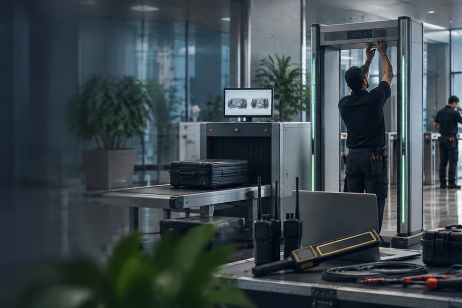 Walk-through metal detector and X-ray scanner installation in Udaipur
